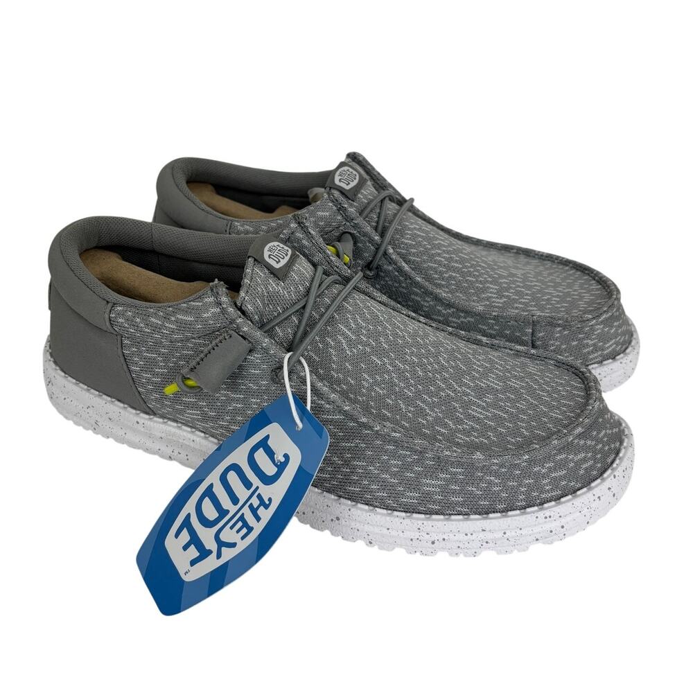 Hey Dude NEW Wally Funk Stretch Speckle Sneakers Flannel Grey Men 7/ EU 40